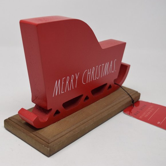 Rae Dunn Merry Christmas Red Sleigh Wood New - Picture 2 of 12